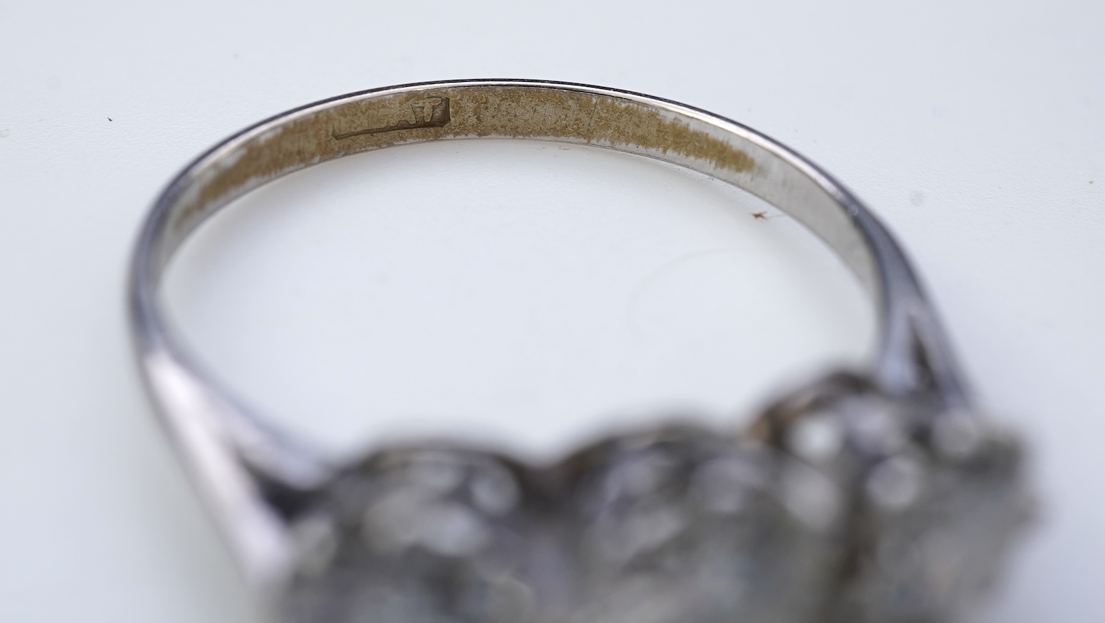 A three-stone diamond ring